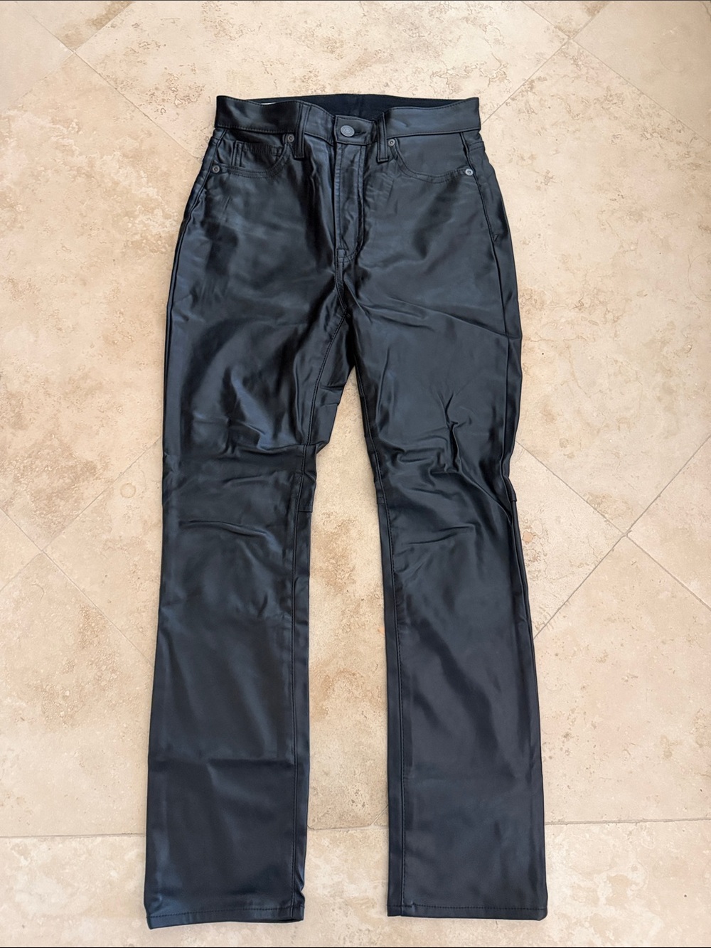 GAP Black Straight Leg Faux Leather Pants